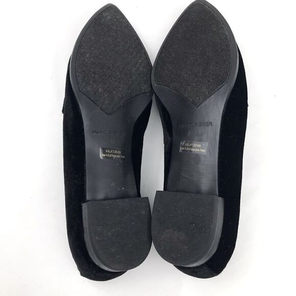 Marc Fisher Black Velvety Kneel Pearl Embellished Pointed Toe Slip On Loafer - Picture 14 of 16